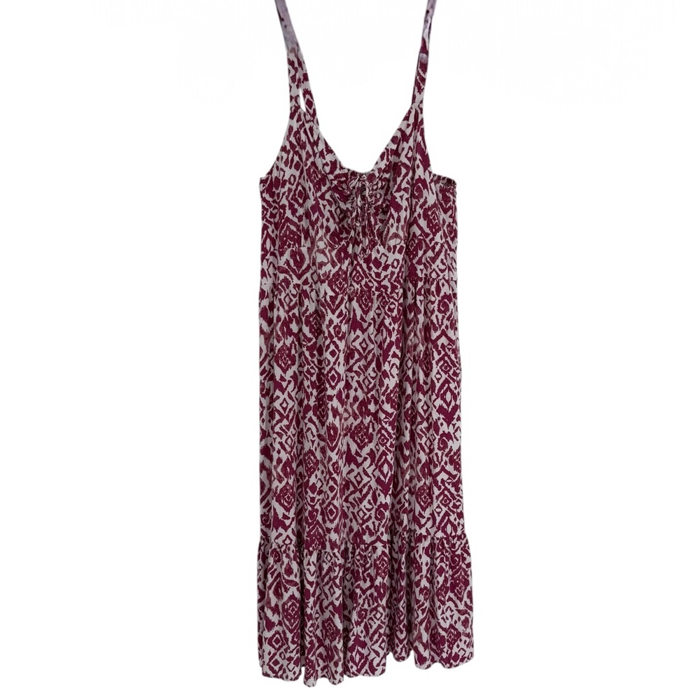Lane Bryant Maxi Dress Size 18 Abstract Print Sleeveless Tiered Strappy Purple